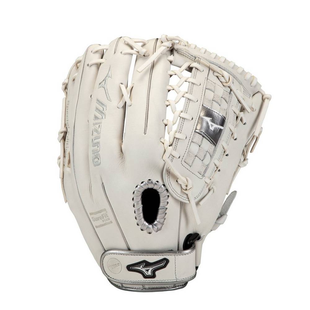 Luva Mizuno Softball MVP Prime SE Fastpitch 13" - Mulher - Branco/Prateadas - MWRQB9062